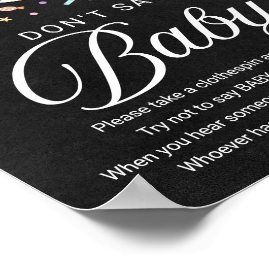 かわいいハロウィーンの赤ちゃんシャワー言わないベビーのサイン ポスター (角)