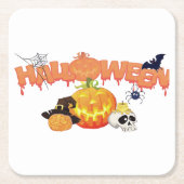 かわいいハロウィーンの飾り スクエアペーパーコースター (正面)
