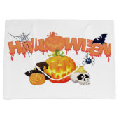 かわいいハロウィーンの飾り ラージペーパーバッグ (正面)