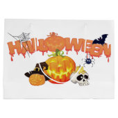 かわいいハロウィーンの飾り ラージペーパーバッグ (裏面)