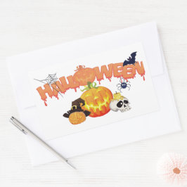 かわいいハロウィーンの飾り 長方形シール
