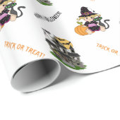 かわいいハロウィーンの魔女と幽霊のよく出る家 ラッピングペーパー (ロールコーナー)