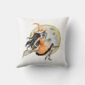 かわいいハロウィーンの魔女と月 クッション (裏面)