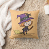 かわいいハロウィーンの魔女と猫 | クッション (ブランケット)