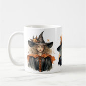 かわいいハロウィーンの魔女のシ不気味ーズン コーヒーマグカップ (左)