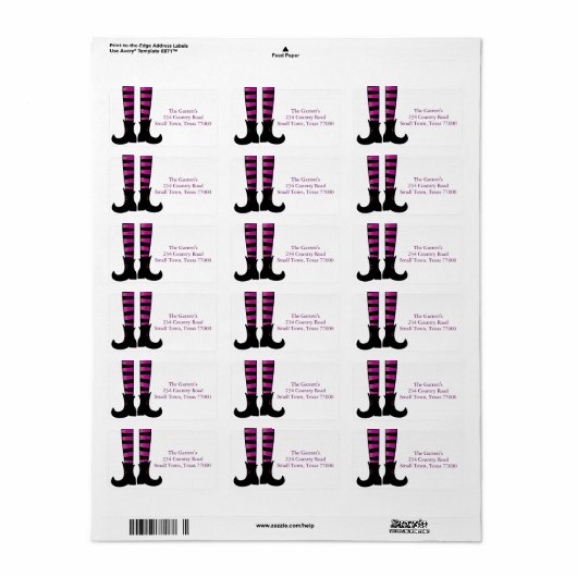 かわいいハロウィーンの魔女の靴のアドレパーソナライズされたス ラベル (フルシート)