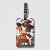 かわいいハロウィーンの魔女牛 ラゲッジタグ (正面縦)