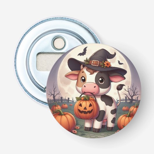 かわいいハロウィーンの魔女牛 栓抜き (正面)