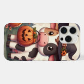 かわいいハロウィーンの魔女牛 iPhoneケース (裏面横)