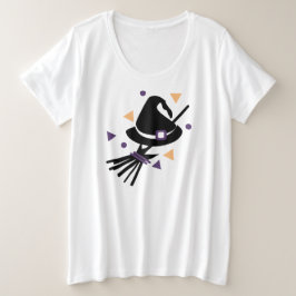 かわいいハロウィーンの魔女紙吹雪衣装パーティー プラスサイズTシャツ