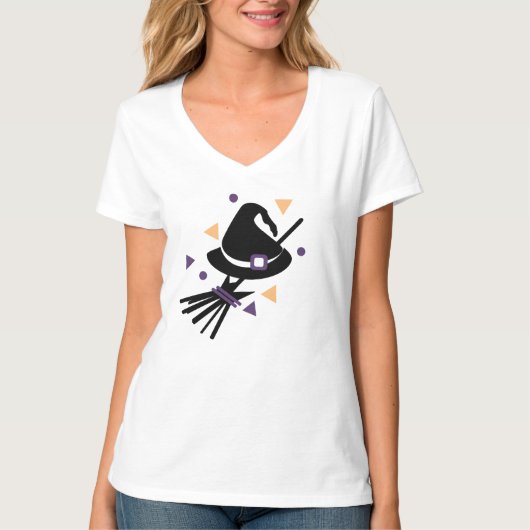 かわいいハロウィーンの魔女紙吹雪衣装パーティー Tシャツ (正面)