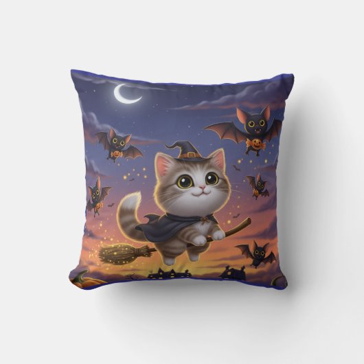 かわいいハロウィーンの魔女 クッション (正面)