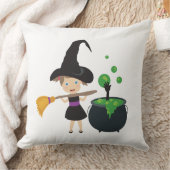かわいいハロウィーンの魔女 クッション (ブランケット)