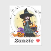 かわいいハロウィーンの魔女 シール (シート)