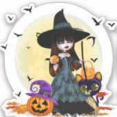 かわいいハロウィーンの魔女 シール (正面)