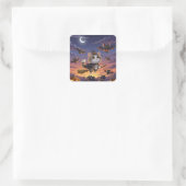 かわいいハロウィーンの魔女 スクエアシール (バッグ)