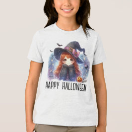 かわいいハロウィーンの魔女 トライブレンドＴシャツ