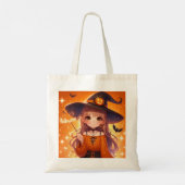 かわいいハロウィーンの魔女 トートバッグ (裏面)