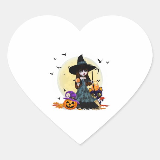 かわいいハロウィーンの魔女 ハートシール (正面)