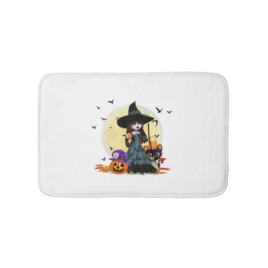 かわいいハロウィーンの魔女 バスマット (正面)