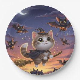 かわいいハロウィーンの魔女 ペーパープレート