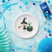 かわいいハロウィーンの魔女 ペーパープレート (パーティー)