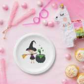 かわいいハロウィーンの魔女 ペーパープレート (パーティー)