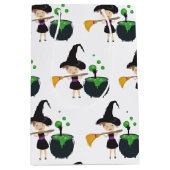 かわいいハロウィーンの魔女 ミディアムペーパーバッグ (正面)