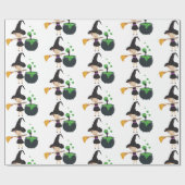 かわいいハロウィーンの魔女 ラッピングペーパー (フラット)