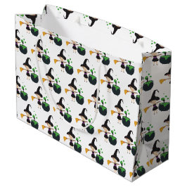 かわいいハロウィーンの魔女 ラージペーパーバッグ