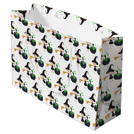 かわいいハロウィーンの魔女 ラージペーパーバッグ (裏面アングル)