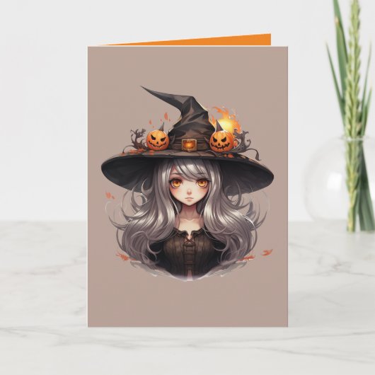 かわいいハロウィーンの魔女 招待状 (正面)