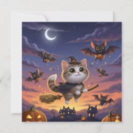 かわいいハロウィーンの魔女 招待状