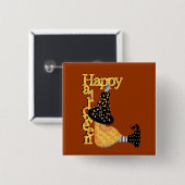 かわいいハロウィーンの魔女 缶バッジ (正面&裏面)