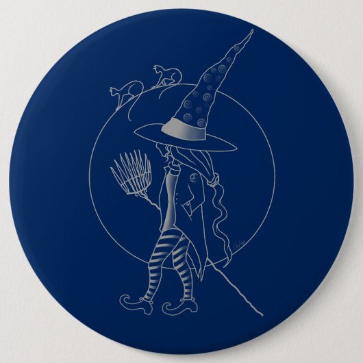 かわいいハロウィーンの魔女 缶バッジ (正面)