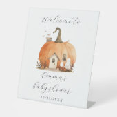 かわいいハロウィーンをテーマにした赤ちゃんシャワーへようこそ 台座サイン (正面)