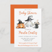 かわいいハロウィーンをテーマにした赤ちゃんシャワー 招待状 (正面/裏面)