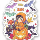 かわいいハロウィーンをトリックまたは治療 シール (正面)
