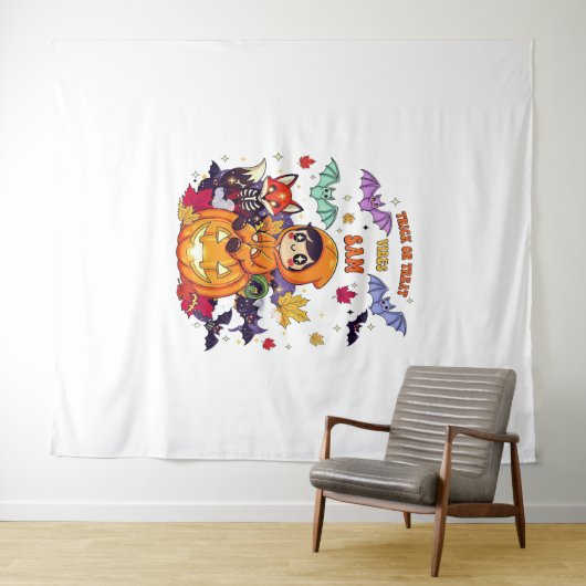 かわいいハロウィーンをトリックまたは治療 タペストリー (インサイチュ(横))