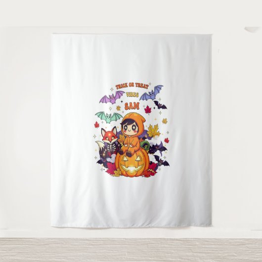 かわいいハロウィーンをトリックまたは治療 タペストリー (正面)