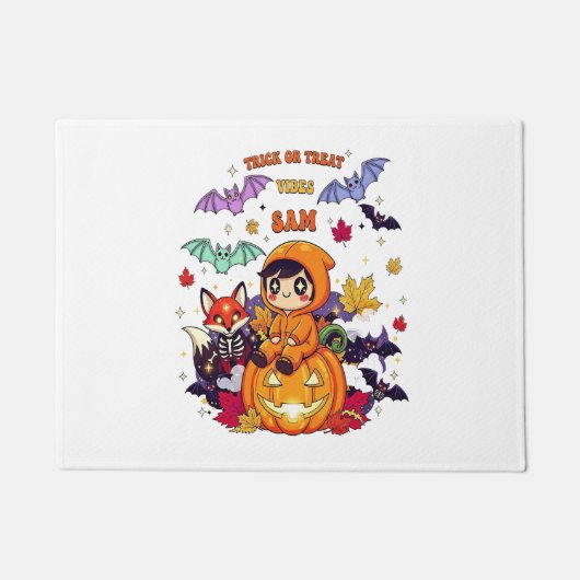 かわいいハロウィーンをトリックまたは治療 ドアマット (正面)