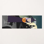 かわいいハロウィーンウィッチカボチャ黒猫モノグラム ヨガマット (正面(横))