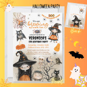 かわいいハロウィーンウィッチキッズパーティー 招待状