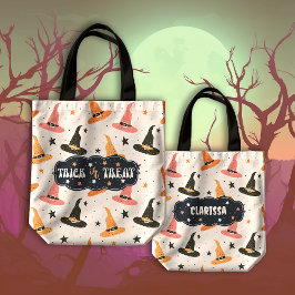 かわいいハロウィーンウィッチハットトリックまたはトリート トートバッグ