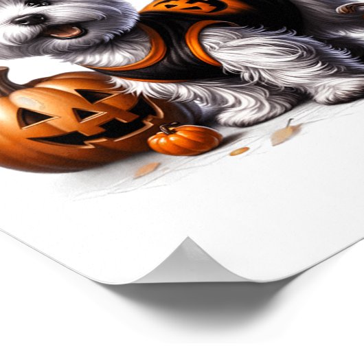 かわいいハロウィーンウェスティーティウェストテリアードッグデザイン ポスター (角)