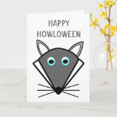 かわいいハロウィーンウルフカスタムカード カード (黄色い花)