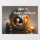 かわいいハロウィーンカボチャと幽霊 ウィンドウサイン (シート)
