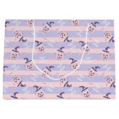 かわいいハロウィーンカボチャと魔女帽子パターン ラージペーパーバッグ (正面)