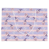 かわいいハロウィーンカボチャと魔女帽子パターン ラージペーパーバッグ (裏面)