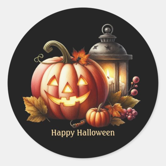 かわいいハロウィーンカボチャのカスタマイズ ラウンドシール (正面)